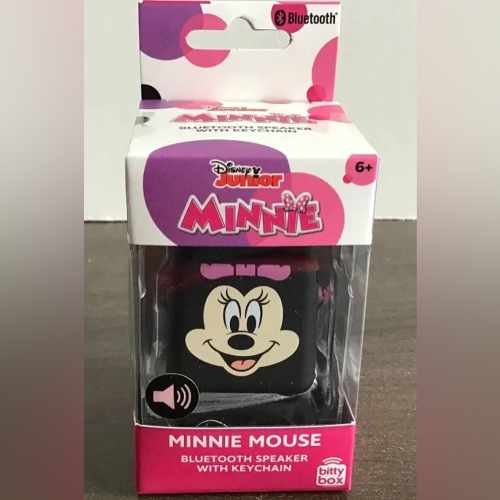 Minnie Mouse Square Bitty Boomers Bluetooth Mini-Speaker with Keychain